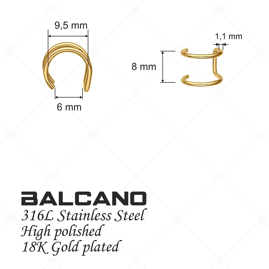 BALCANO - Rua / Doppelte Edelstahl Ohrmanschette mit 18K vergoldet (141281BC88)