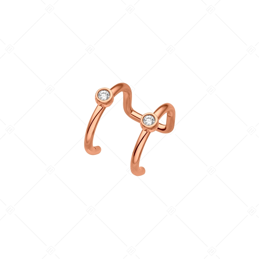BALCANO - Rua / Stainless Steel Double Ear Cuff With Zirconia Gemstones, 18K Rose Gold Plated (141282BC96)
