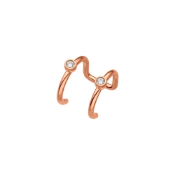 BALCANO - Rua / Stainless Steel Double Ear Cuff With Zirconia Gemstones, 18K Rose Gold Plated