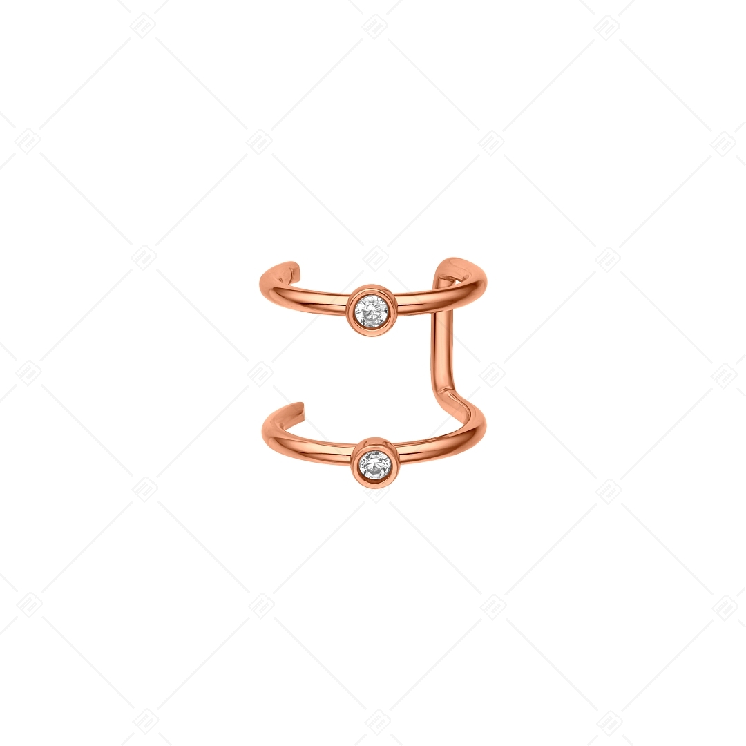 BALCANO - Rua / Stainless Steel Double Ear Cuff With Zirconia Gemstones, 18K Rose Gold Plated (141282BC96)