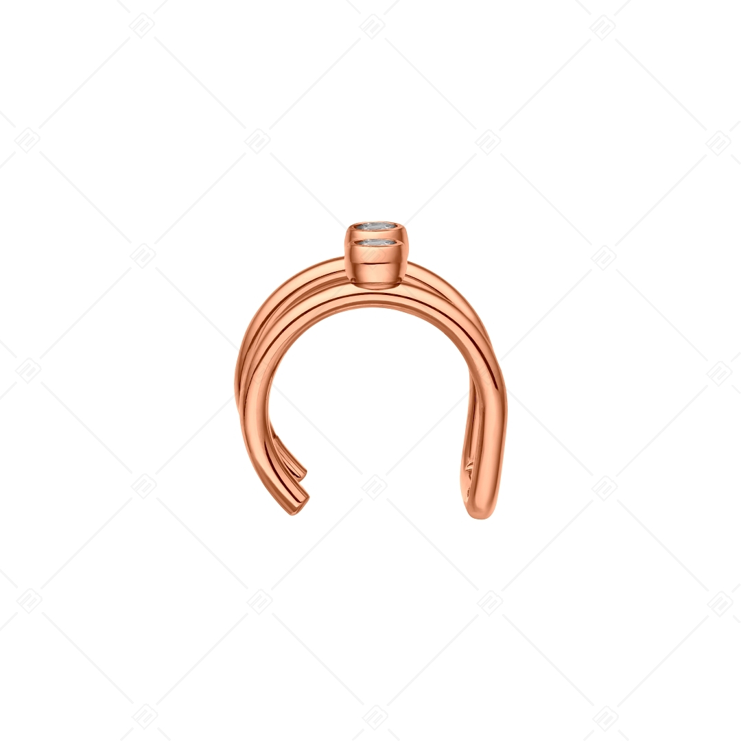 BALCANO - Rua / Manchette d'oreille double en acier inoxydable avec zircones, plaqué or rose 18K (141282BC96)