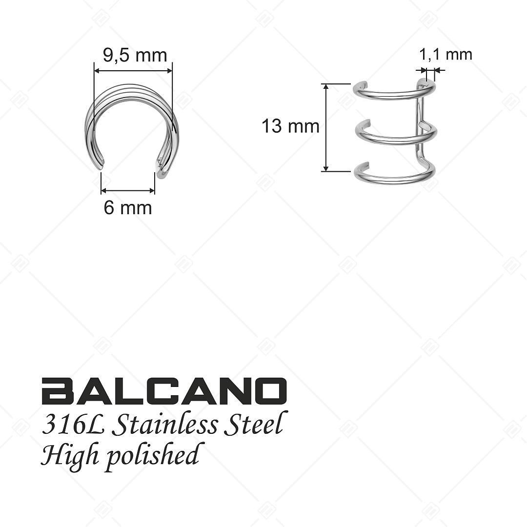 BALCANO - Toru / Manchette d'oreille triple en acier inoxydable, avec hautement polie (141283BC97)