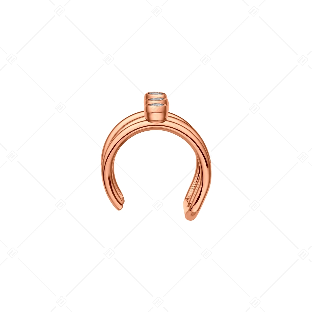 BALCANO - Toru / Manchette d'oreille triple en acier inoxydable avec zircones, plaqué or rose 18K (141284BC96)