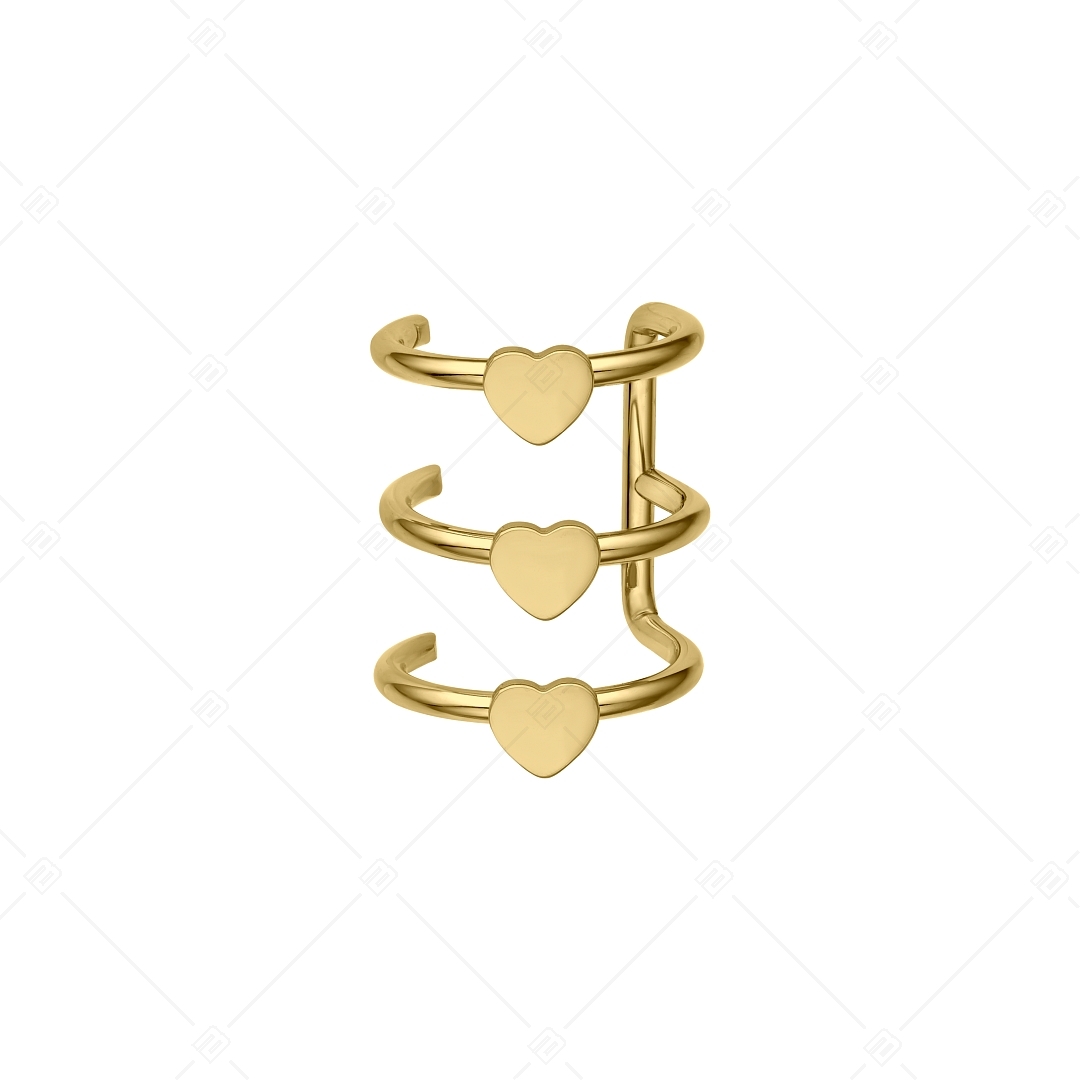 BALCANO - Toru / Stainless Steel Triple Ear Cuff With Hearts, 18K Gold Plated (141285BC88)