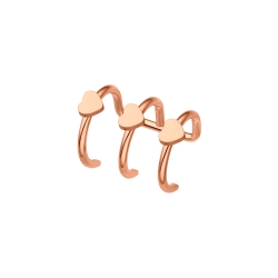 BALCANO - Toru / Stainless Steel Triple Ear Cuff With Hearts, 18K Rose Gold Plated