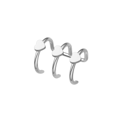BALCANO - Toru / Stainless Steel Triple Ear Cuff With Hearts, High Polished