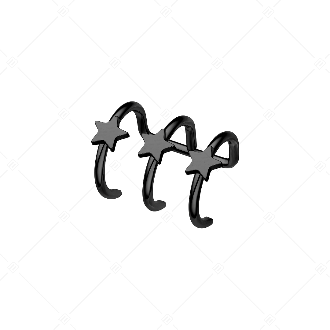 BALCANO - Toru / Stainless Steel Triple Ear Cuff With Stars, Black PVD Plated (141286BC11)