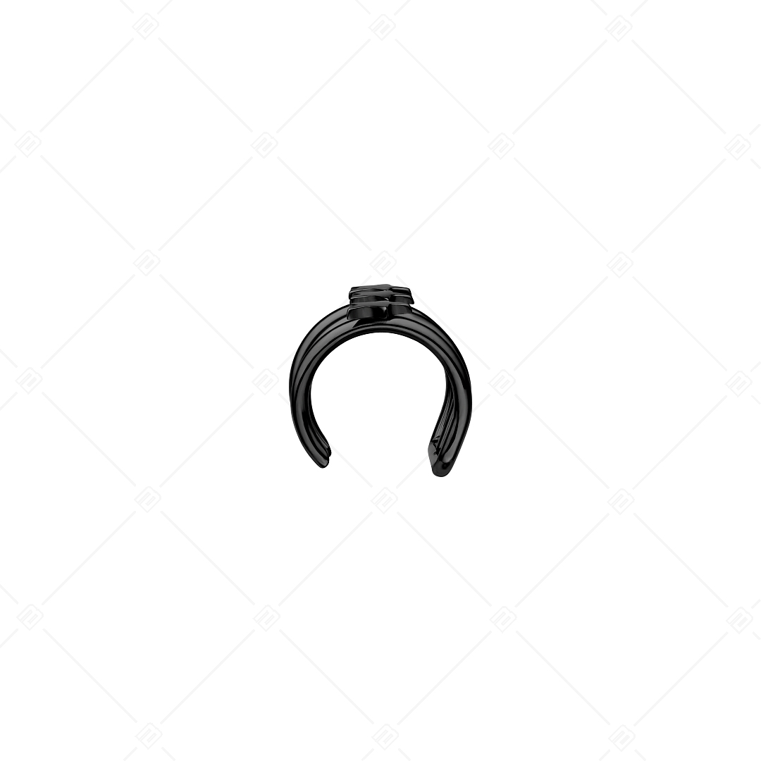 BALCANO - Toru / Manchette d'oreille triple en acier inoxydable avec des étoiles, plaqué PVD noir (141286BC11)