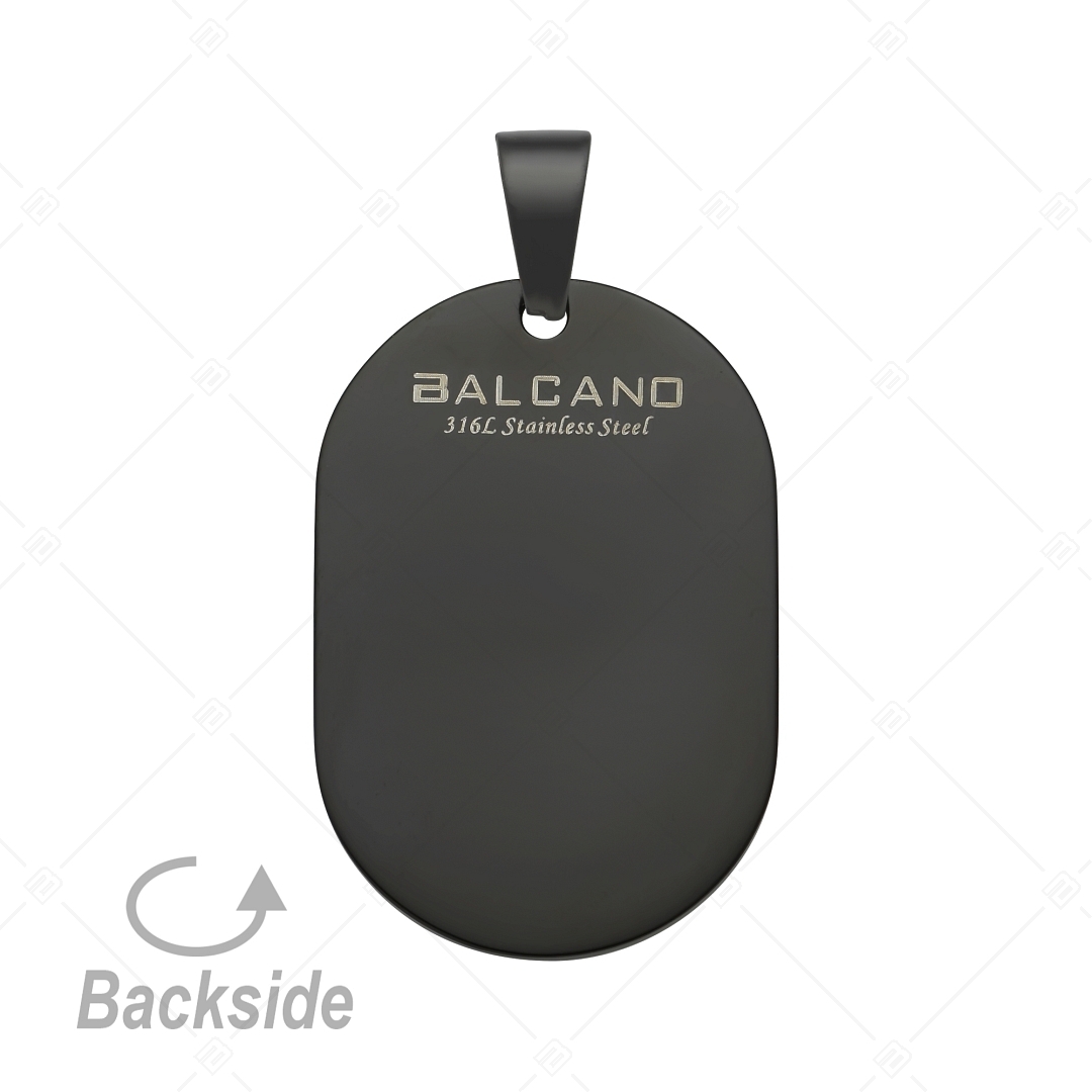 BALCANO - Dog Tag / Rounded Rectangular Engravable Stainless Steel Pendant, Black PVD Plated (242100EG11)