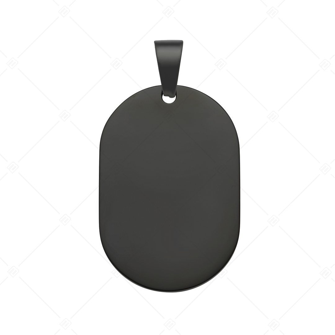 BALCANO - Dog Tag / Rounded Rectangular Engravable Stainless Steel Pendant, Black PVD Plated (242100EG11)