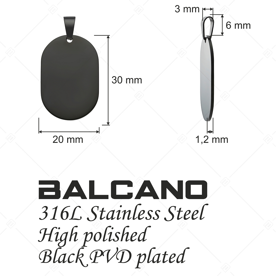 BALCANO - Dog Tag / Gravierbarer Erkennungsmarke Edelstahl Anhänger mit schwarzer PVD-Beschichtung (242100EG11)