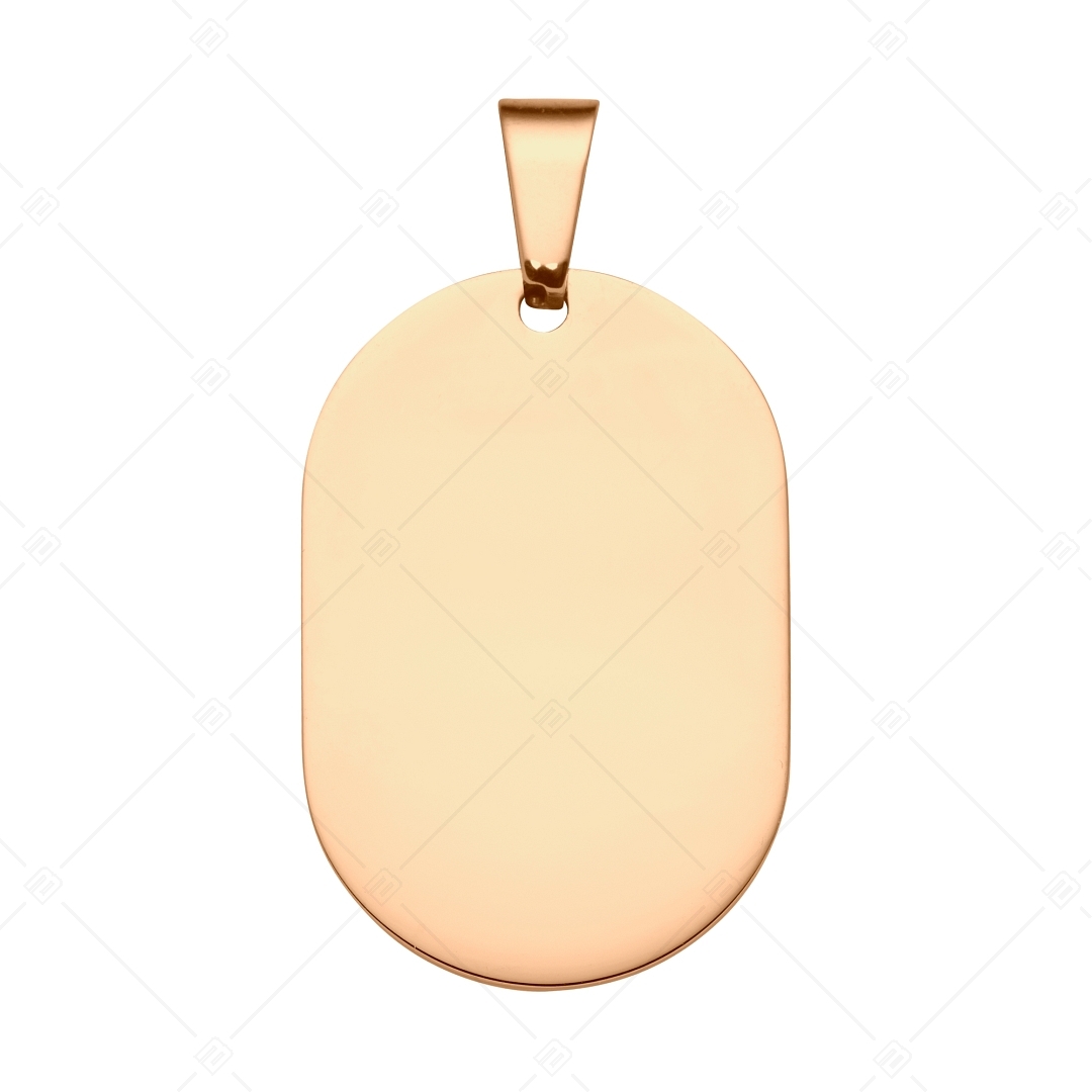 BALCANO - Dog Tag / Pendentif plaque d'identité militaire en acier inoxydable gravable, plaqué or rose 18K (242100EG96)