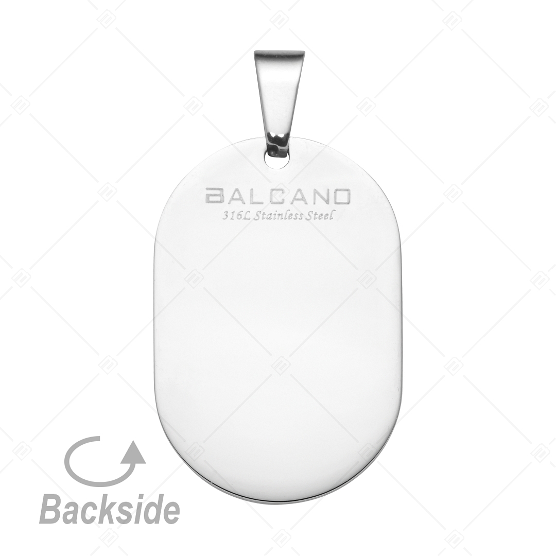 BALCANO - Dog Tag / Pendentif plaque d'identité militaire en acier inoxydable gravable avec hautement polie (242100EG97)