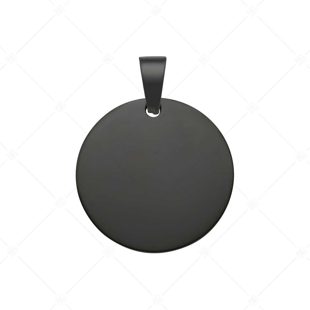 BALCANO - Rota / Pendentif rond en acier inoxydable gravable, plaqué PVD noir (242101EG11)