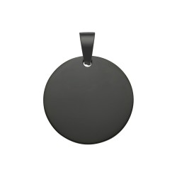 BALCANO - Rota / Pendentif rond en acier inoxydable gravable, plaqué PVD noir