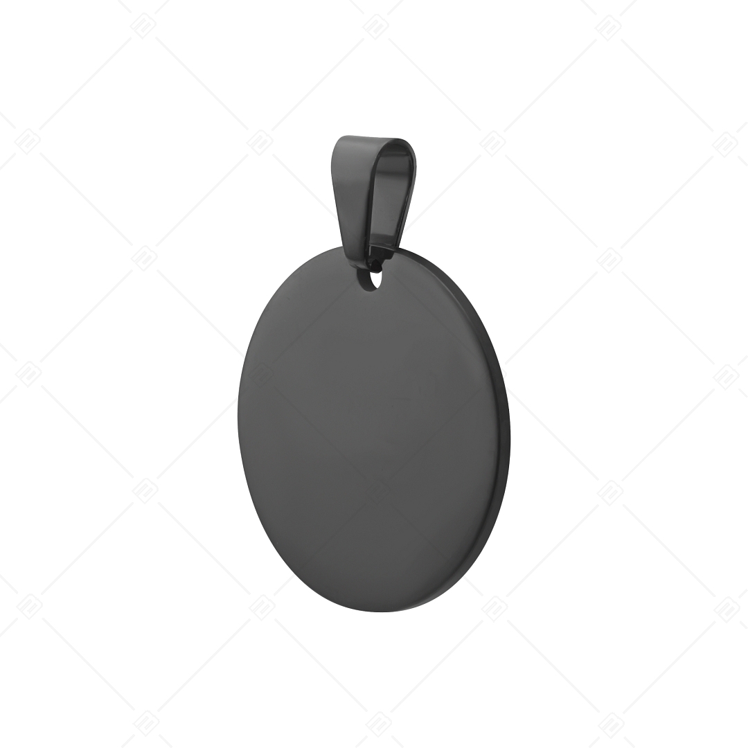 BALCANO - Rota / Pendentif rond en acier inoxydable gravable, plaqué PVD noir (242101EG11)