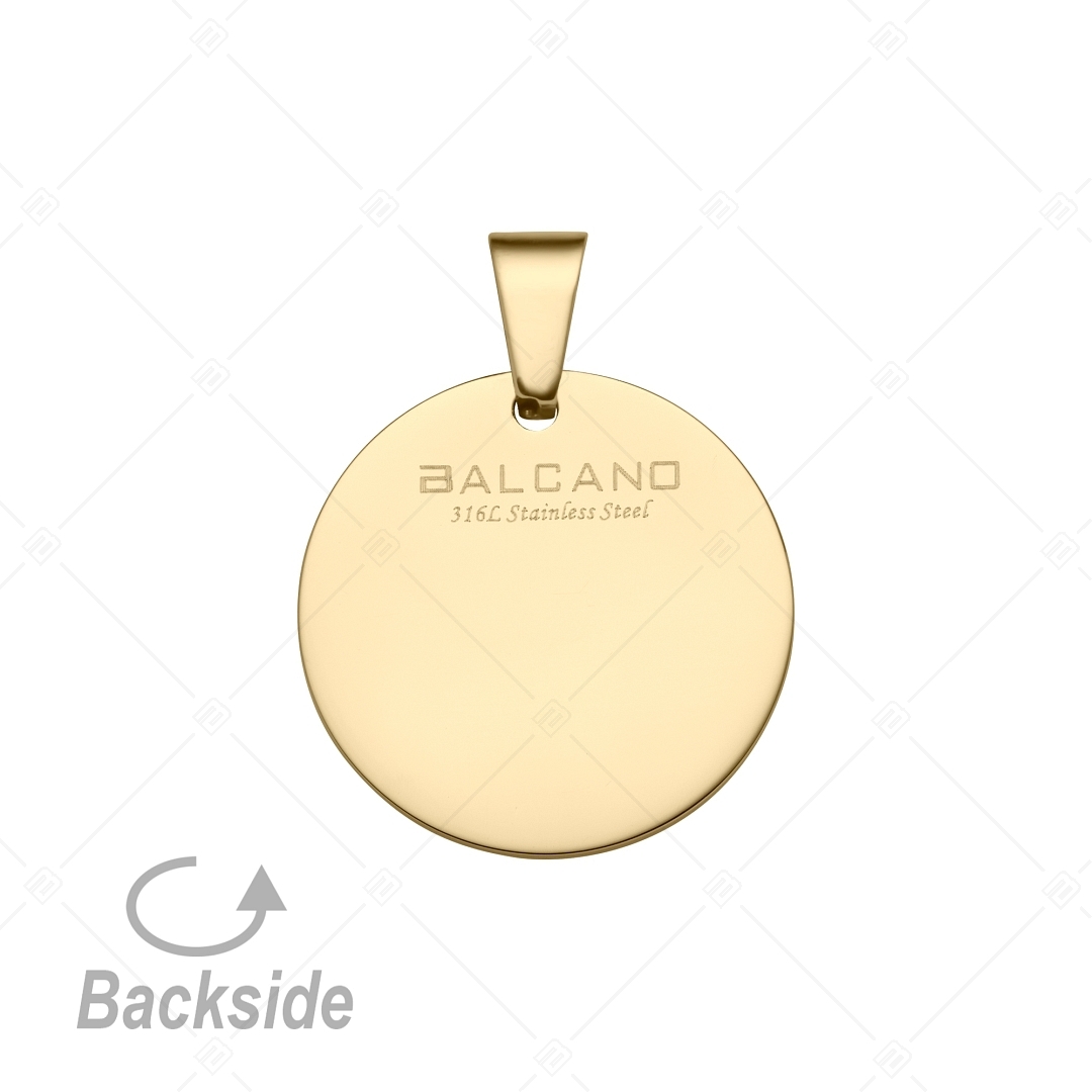 BALCANO - Rota / Pendentif rond en acier inoxydable gravable, plaqué or 18K (242101EG88)