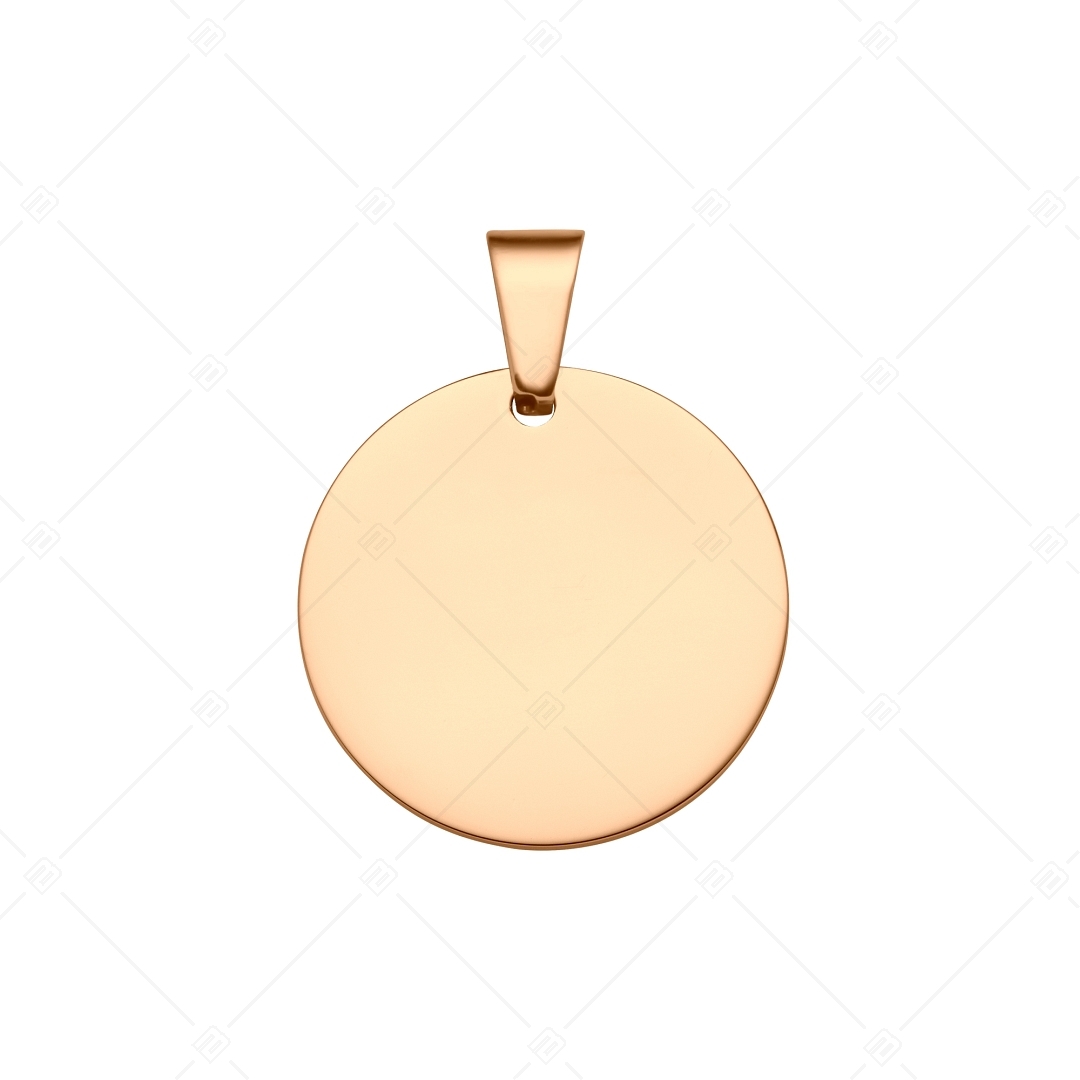 BALCANO - Rota / Round, Engravable Stainless Steel Pendant, 18K Rose Gold Plated (242101EG96)