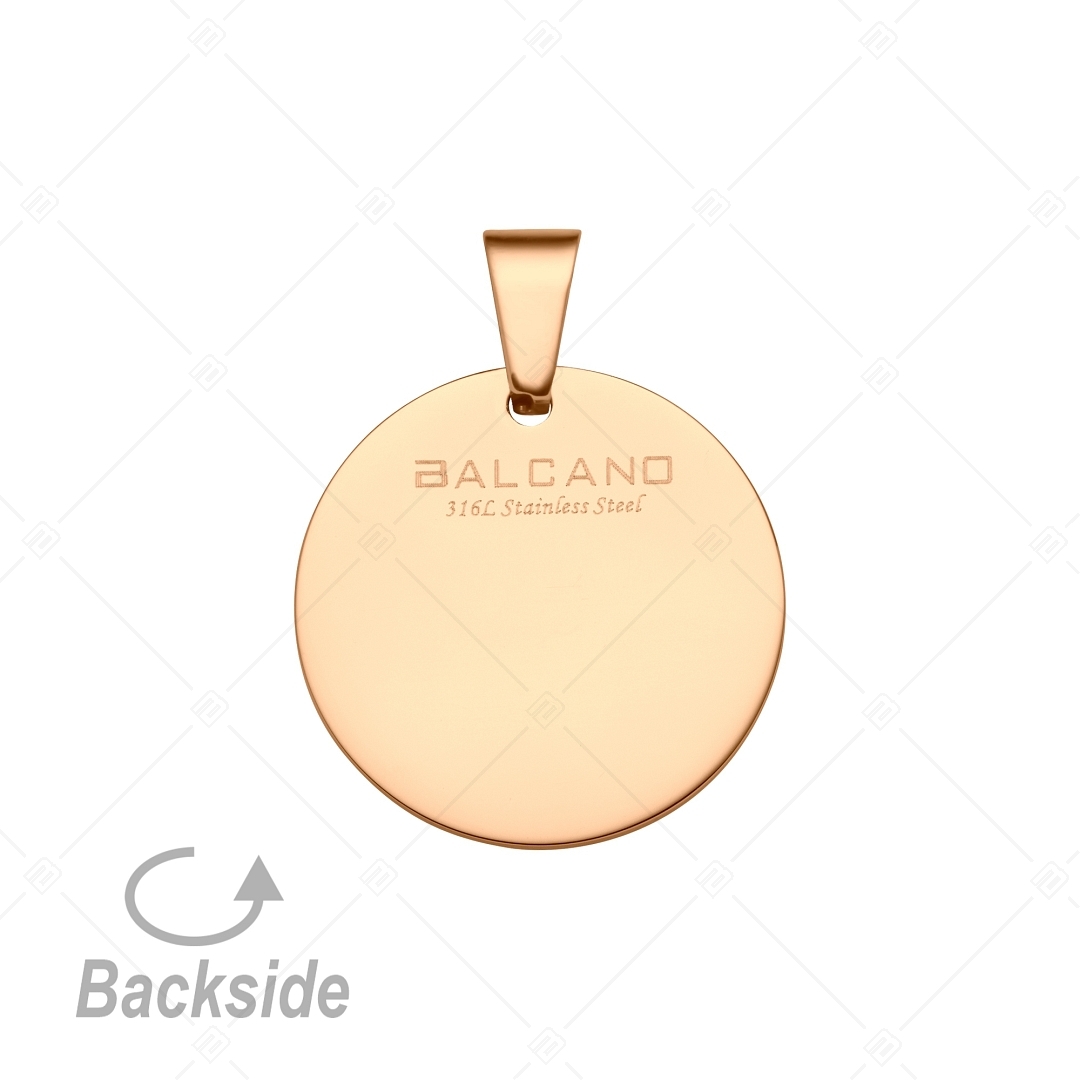 BALCANO - Rota / Pendentif rond en acier inoxydable gravable, plaqué or rose 18K (242101EG96)
