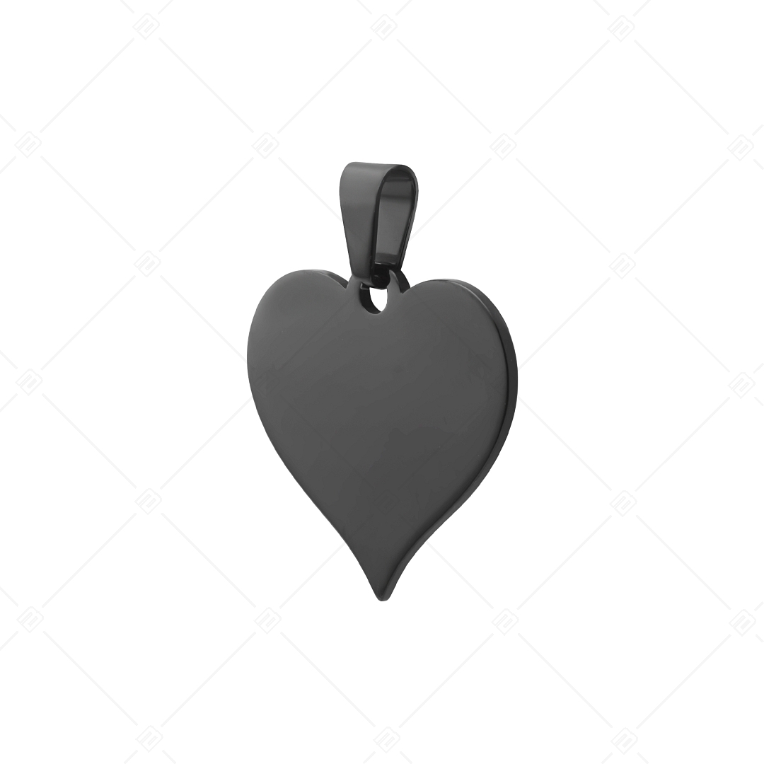 BALCANO - Heart / Pendentif en acier inoxydable en forme de cœur gravable, plaqué PVD noir (242102EG11)