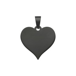 BALCANO - Heart / Heart shaped engravable stainless steel pendant, black PVD plated