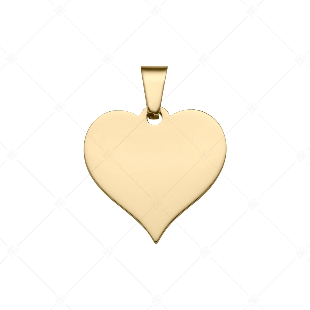 BALCANO - Heart / Pendentif en acier inoxydable en forme de cœur gravable, plaqué or 18K (242102EG88)
