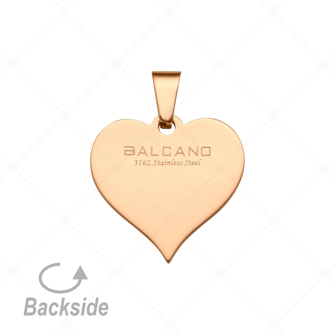 BALCANO - Heart / Pendentif en acier inoxydable en forme de cœur gravable, plaqué or rose 18K (242102EG96)
