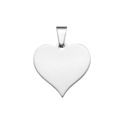 BALCANO - Heart / Heart Shaped Engravable Stainless Steel Pendant, High Polished