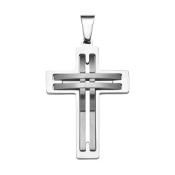 BALCANO - Sfonda / Pendentif croix en acier inoxydable avec motif ajouré