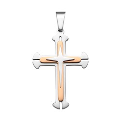 BALCANO - Baroque / Stainless Steel Baroque Cross Pendant, 18K Rose Gold Plated