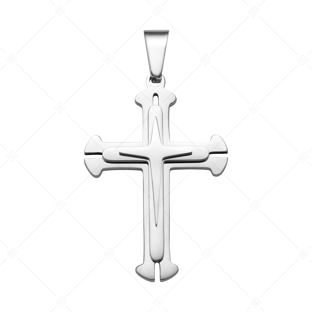 BALCANO - Baroque / Pendentif croix baroque en acier inoxydable, avec hautement polie (242201BL97)