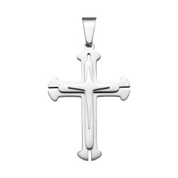 BALCANO - Baroque / Pendentif croix baroque en acier inoxydable, avec hautement polie
