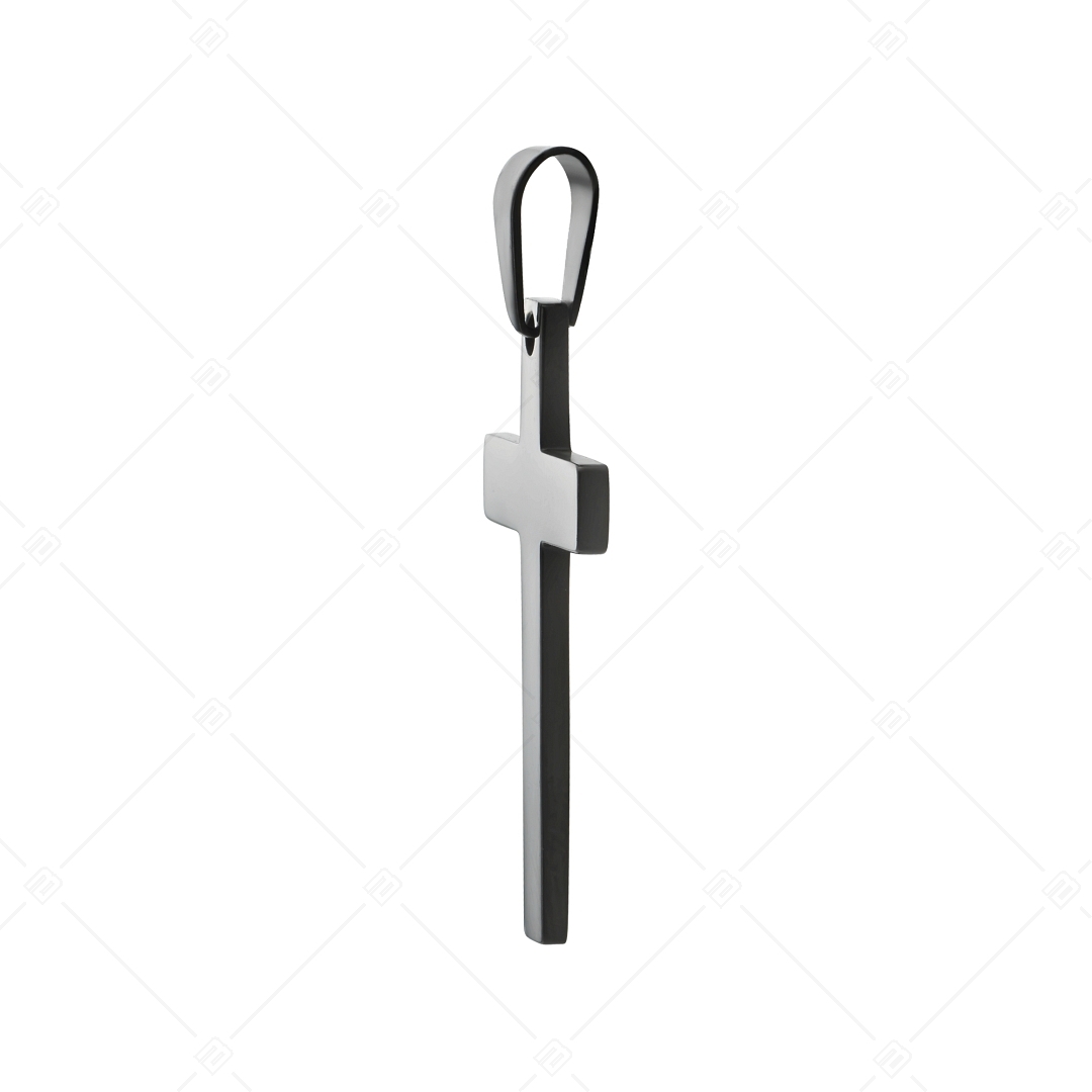 BALCANO - Cross / Engravable cross pendant, black PVD plated (242202BL11)