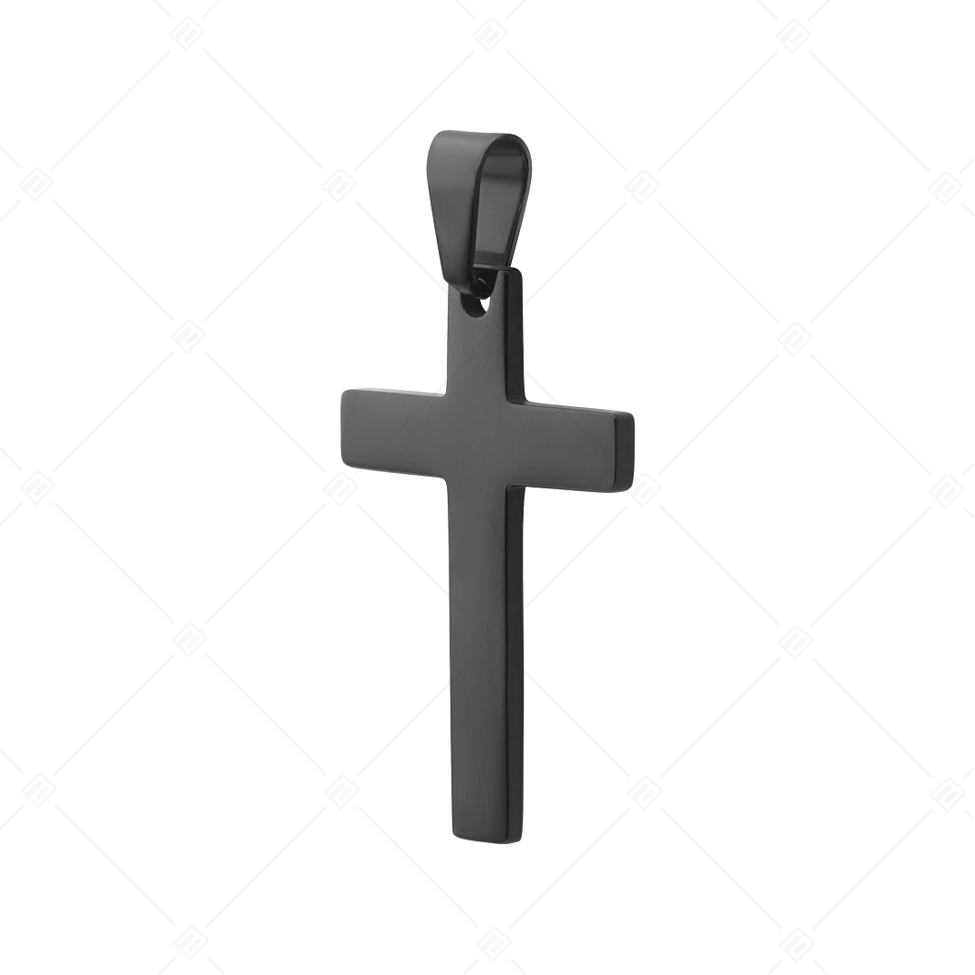 BALCANO - Cross / Gravierbarer Kreuz Anhänger, schwarz PVD-beschichtet (242202BL11)
