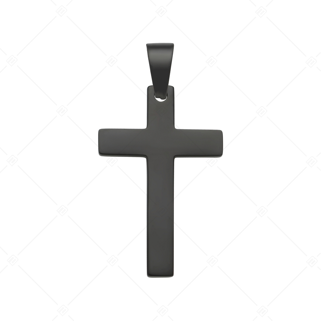 BALCANO - Cross / Engravable Cross Pendant, black PVD plated (242202BL11)