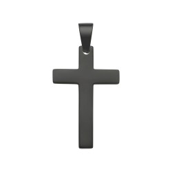 BALCANO - Cross / Gravierbarer Kreuz Anhänger, schwarz PVD-beschichtet