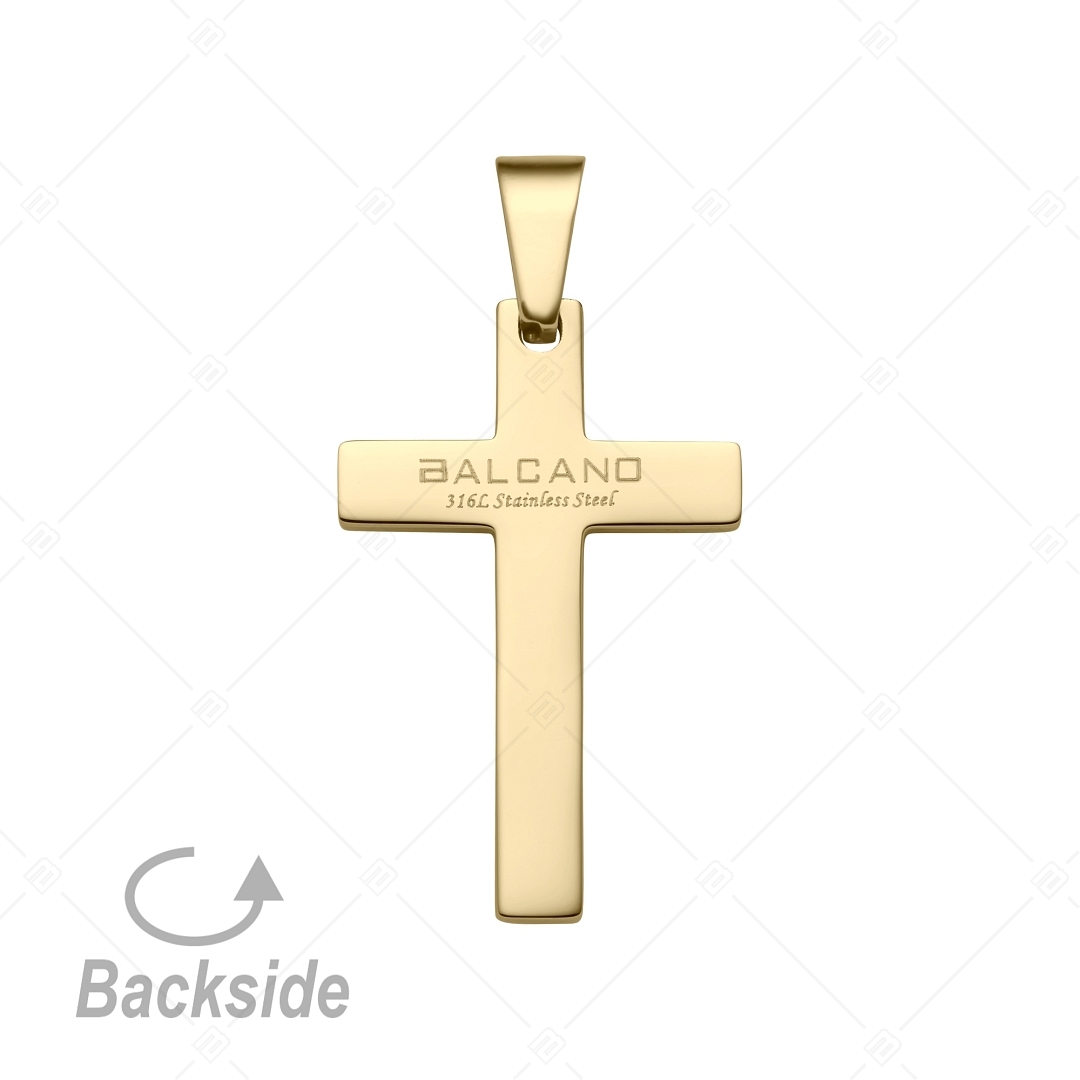 BALCANO - Cross / Engravable Cross Pendant, 18K Gold Plated (242202BL88)