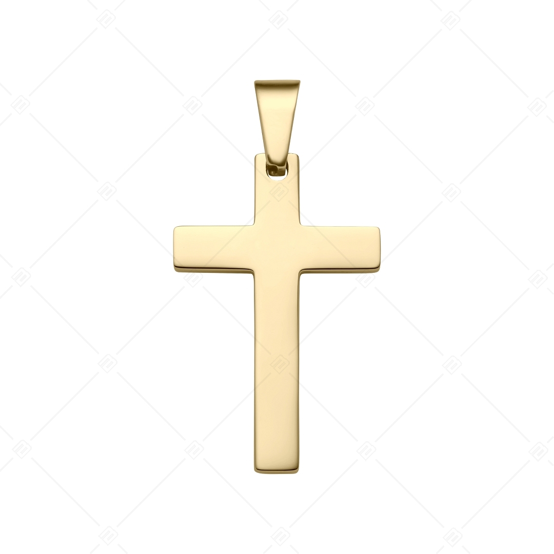 BALCANO - Cross / Pendentif croix lisse gravable, plaqué or 18K (242202BL88)