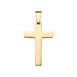 BALCANO - Cross / Pendentif croix lisse gravable, plaqué or 18K