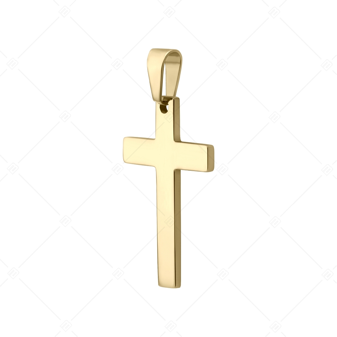 BALCANO - Cross / Pendentif croix lisse gravable, plaqué or 18K (242202BL88)