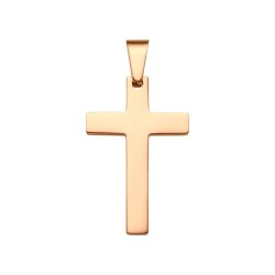 BALCANO - Cross / Pendentif croix lisse gravable, plaqué or rose 18K