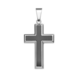 BALCANO - Latino / Pendentif croix latine en acier inoxydable, plaqué PVD noir