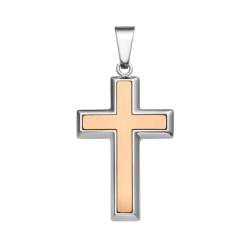 BALCANO - Latino / Pendentif croix latine en acier inoxydable, plaqué or rose 18K