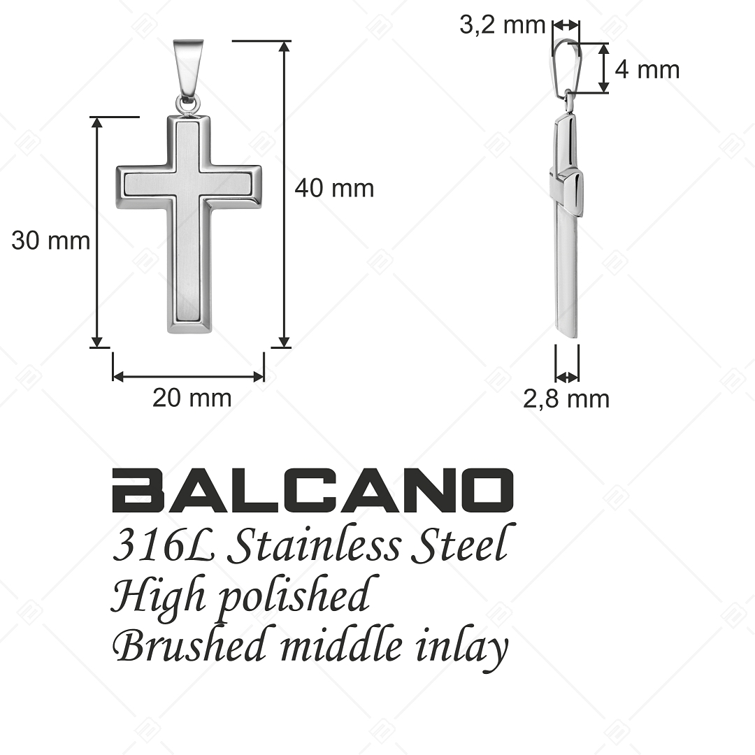 BALCANO - Latino / Pendentif croix latine en acier inoxydable, avec polissage à haute brillance (242203BL97)