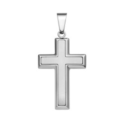 BALCANO - Latino / Pendentif croix latine en acier inoxydable, avec polissage à haute brillance