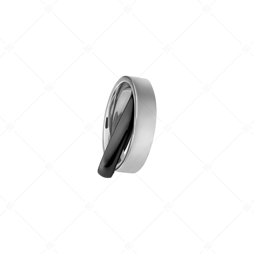 BALCANO - Legame / Pendentif en forme d'anneau imbriqué, acier inoxydable avec hautement polie, PVD noir (242204BL11)
