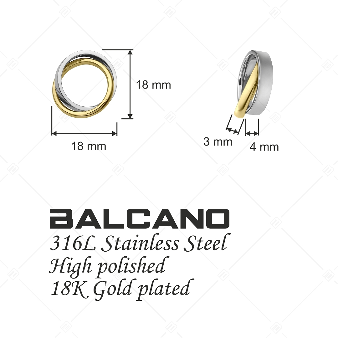 BALCANO - Legame / Ineinandergreifender Edelstahl Ring Anhänger, 18K vergoldet (242204BL88)