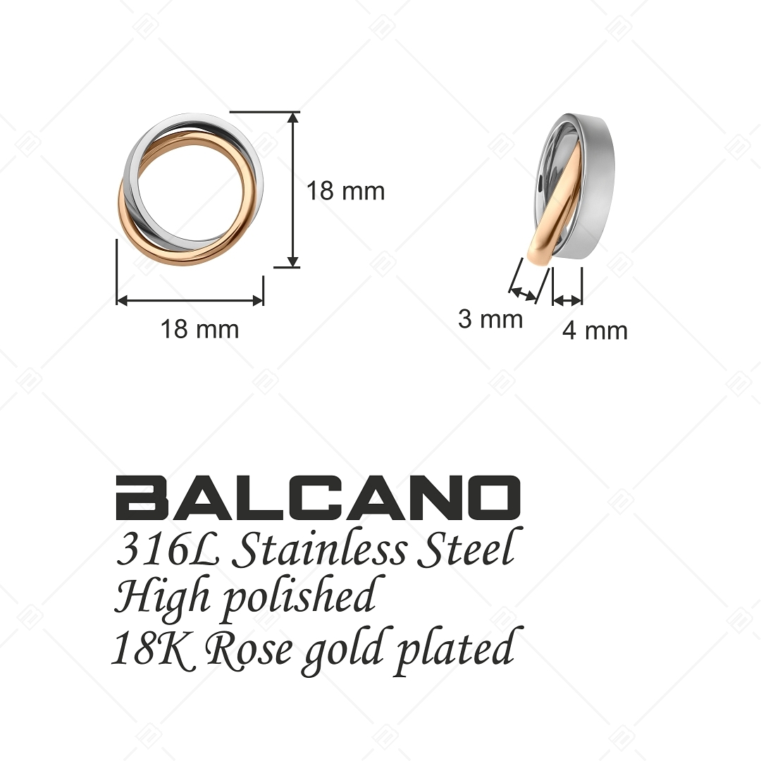 BALCANO - Legame / Pendentif en forme d'anneau imbriqué en acier inoxydable plaqué or rose 18K (242204BL96)