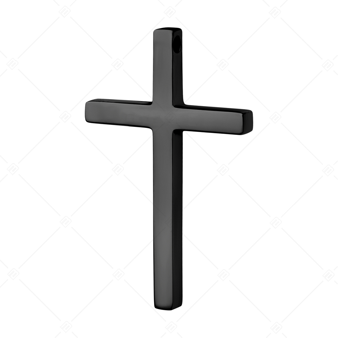 BALCANO - Tenuis / Pendentif croix classique en acier inoxydable, plaqué PVD noir (242205BL11)