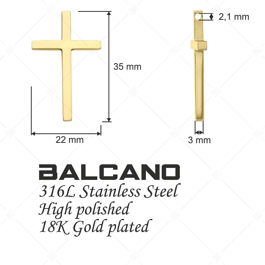 BALCANO - Tenuis / Pendentif croix classique en acier inoxydable, plaqué or 18K (242205BL88)